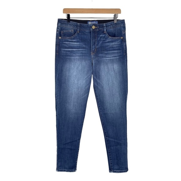Democracy Ab Solution Jeans 12 Mid Rise Skinny Stretch Denim Slimming Dark Wash - Picture 1 of 10